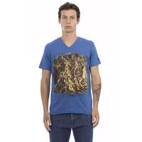 Short Sleeve T-shirt with V-neck and Front Print L Men