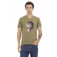 Short Sleeve T-shirt with V-neck and Front Print M Men