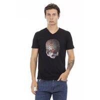 V-Neck Short Sleeve T-Shirt with Front Print 2XL Men