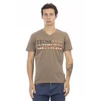 Short Sleeve T-shirt with V-neck and Front Print M Men