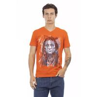 Short Sleeve V-Neck T-Shirt with Front Print L Men