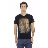 Short Sleeve V-Neck T-Shirt with Front Print M Men