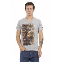 Short Sleeve V-Neck T-shirt with Front Print M Men