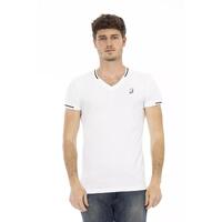 Short Sleeve T-shirt with V-neck and Chest Print L Men