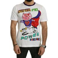 Authentic Dolce & Gabbana Roundneck Short Sleeve T-shirt with Super Pig Motive 46 IT Men