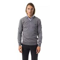 Embroidered V-neck Sweater in Extrafine Wool Merinos S Men