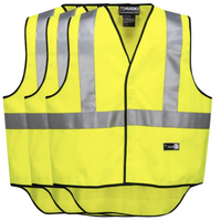 3x HUSKI Hi Vis Patrol Vest 3M Tape Safety Workwear High Visibility Bulk - Yellow - L