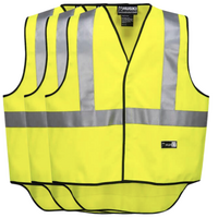 3x HUSKI Hi Vis Patrol Vest 3M Tape Safety Workwear High Visibility Bulk - Yellow - XL