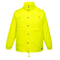 HUSKI STRATUS RAIN JACKET Waterproof Workwear Concealed Hood Windproof Packable - Yellow Fluro - XXL