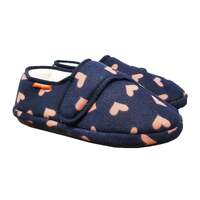 ARCHLINE Orthotic Plus Slippers Closed Scuffs Pain Relief Moccasins - Navy Hearts - EU 36