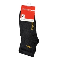 Kappa Mens Ankle Socks - Charcoal - 1 Pack of 3 - EU 42-44