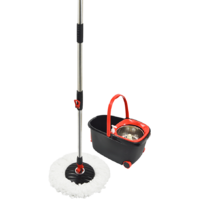 Spin Rotating Mop and Bucket Set with Wheels and 4 Microfibre Mop Heads