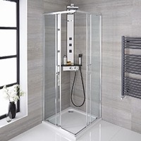 Adjustable 900x1000mm Double Sliding Door Glass Shower Screen in Chrome