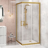 Adjustable 1000x1000mm Double Sliding Door Glass Shower Screen in Gold