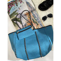 Neoprene Bag - Vegan Tote - 2 Piece Set - Light Blue