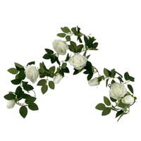 Artificial White Rose Garland 190cm