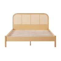 Lulu Bed Frame with Curved Rattan Bedhead - Double