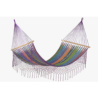 Mayan Legacy Queen Size Outdoor Cotton Mexican Resort Hammock With Fringe in Colorina Colour