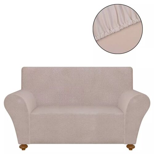 Stretch Couch Slipcover Beige Polyester Jersey