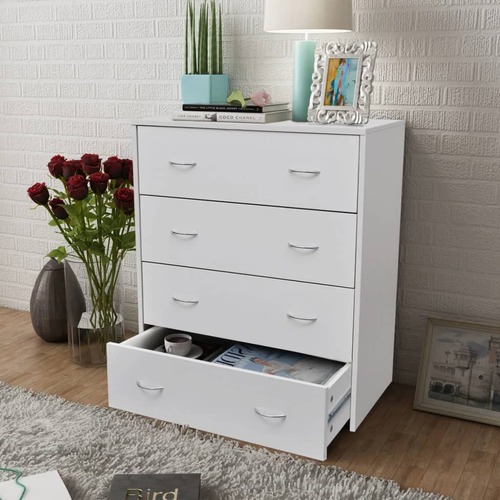 Sideboard with 4 Drawers 60x30.5x71 cm White