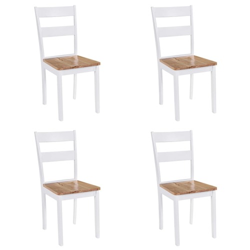 Dining Chairs 4 pcs White Solid Rubber Wood