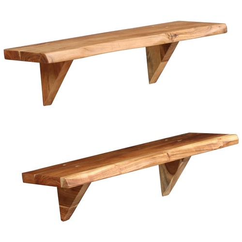 Wall Shelves 2 pcs 60x20x16 cm Solid Acacia Wood