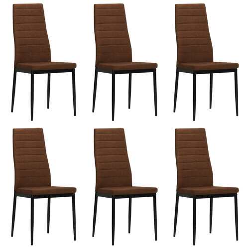 Dining Chairs 6 pcs Brown Fabric