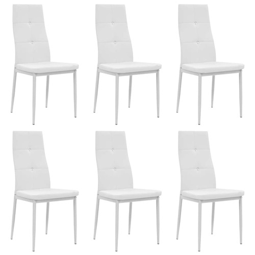 Dining Chairs 6 pcs White Faux Leather