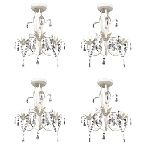 Crystal Pendant Ceiling Lamp Chandeliers 4 pcs Elegant White