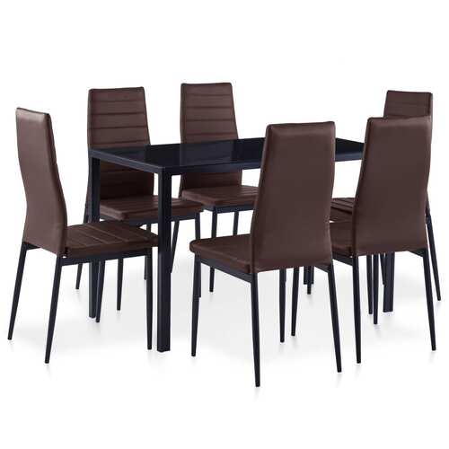 Seven Piece Dining Set Brown