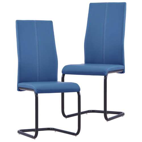 Cantilever Dining Chairs 2 pcs Blue Faux Leather