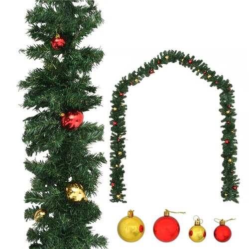 Christmas Garland Decorated with Baubles 5 m