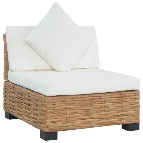 Armless Sofa with Cushions Natural Rattan