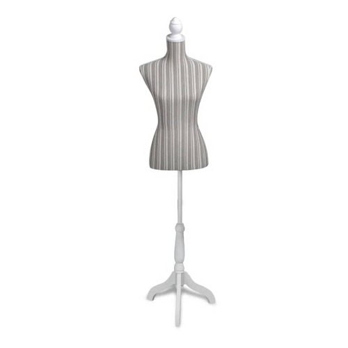 Ladies Bust Display Mannequin Linen With Stripes