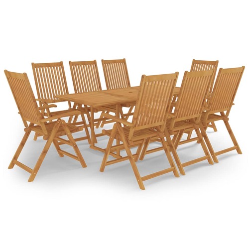 9 Piece Garden Dining Set Solid Teak Wood