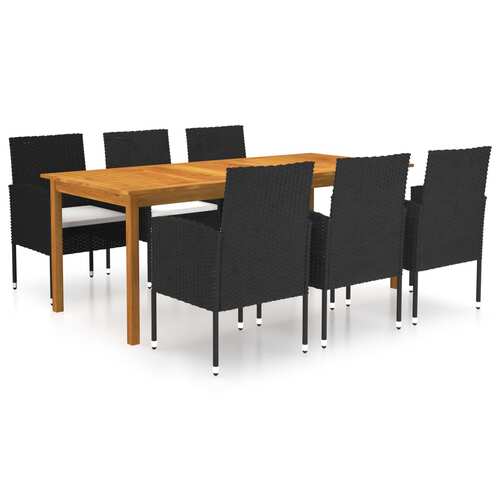 7 Piece Garden Dining Set Black