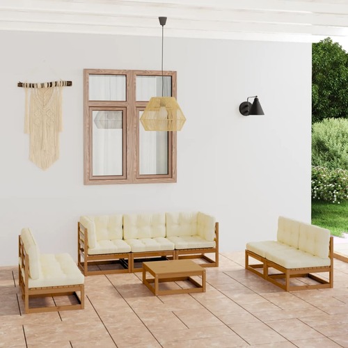 8 Piece Garden Lounge Set with Cushions Solid Pinewood