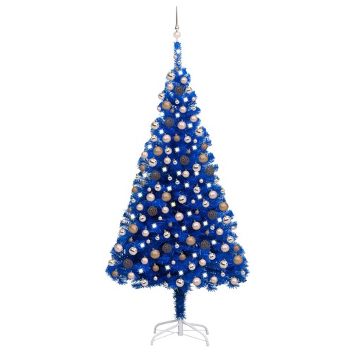 Artificial Christmas Tree with LEDs&Ball Set Blue 240 cm PVC