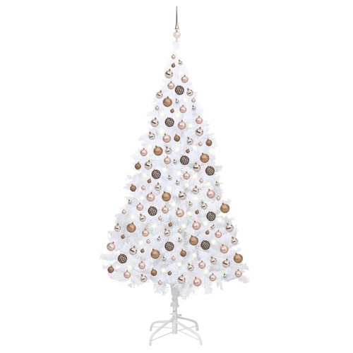 Artificial Christmas Tree with LEDs&Ball Set White 210 cm PVC