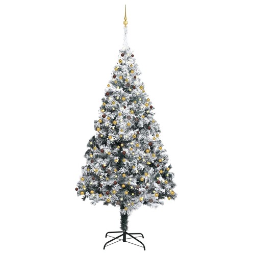 Artificial Christmas Tree LEDs&Ball Set&Flocked Snow Green 300 cm