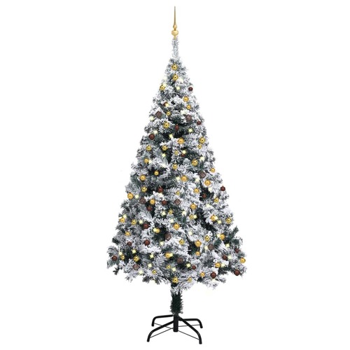 Artificial Christmas Tree with LEDs&Ball Set Green 210 cm PVC