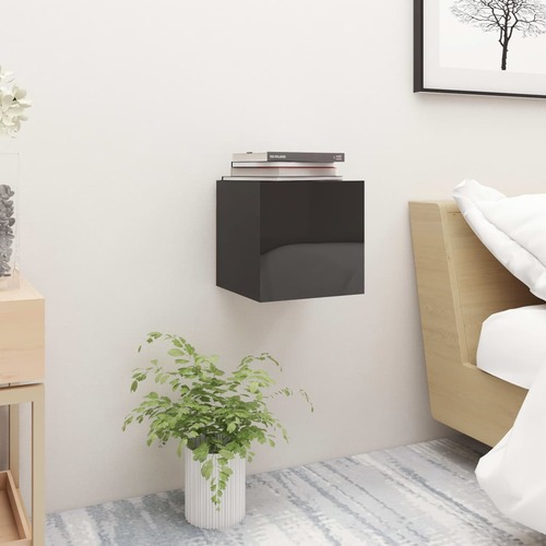 Bedside Cabinet High Gloss Black 30.5x30x30 cm Chipboard