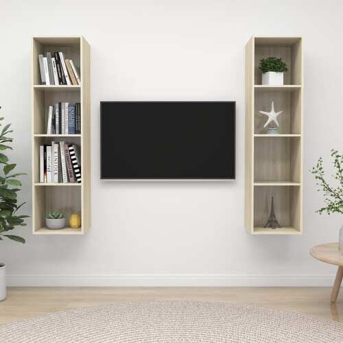 Wall-mounted TV Cabinets 2 pcs Sonoma Oak Chipboard