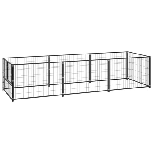 Dog Kennel Black 3 m² Steel