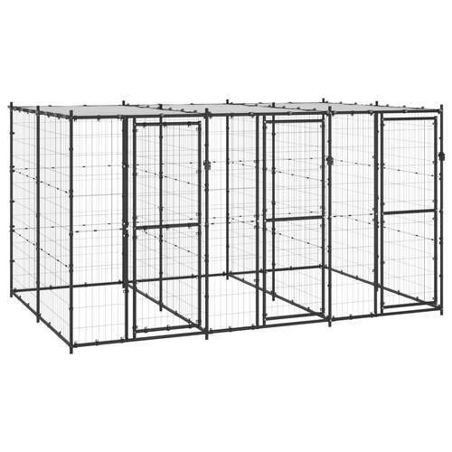 Outdoor Dog Kennel Steel with Roof 7.26 m²