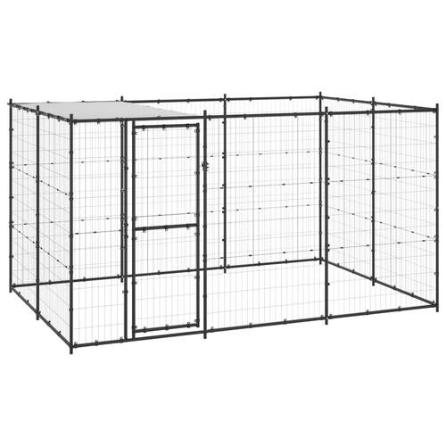 Outdoor Dog Kennel Steel with Roof 7.26 m²