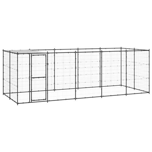 Outdoor Dog Kennel Steel with Roof 12.1 m²