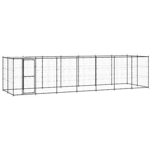 Outdoor Dog Kennel Steel with Roof 16.94 m²