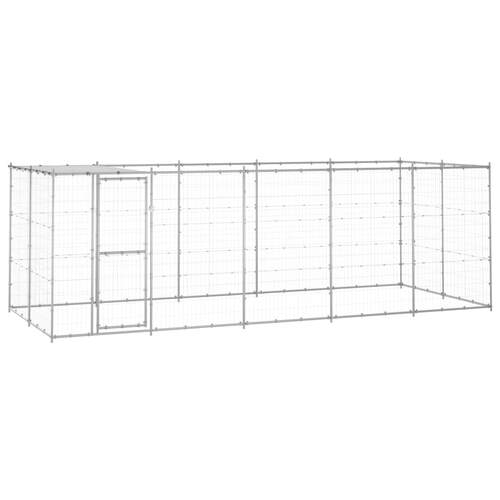 Outdoor Dog Kennel Galvanised Steel with Roof 12.1 m²