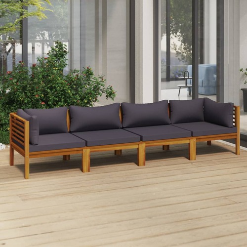 4-Seater Garden Sofa with Cushion Solid Acacia Wood